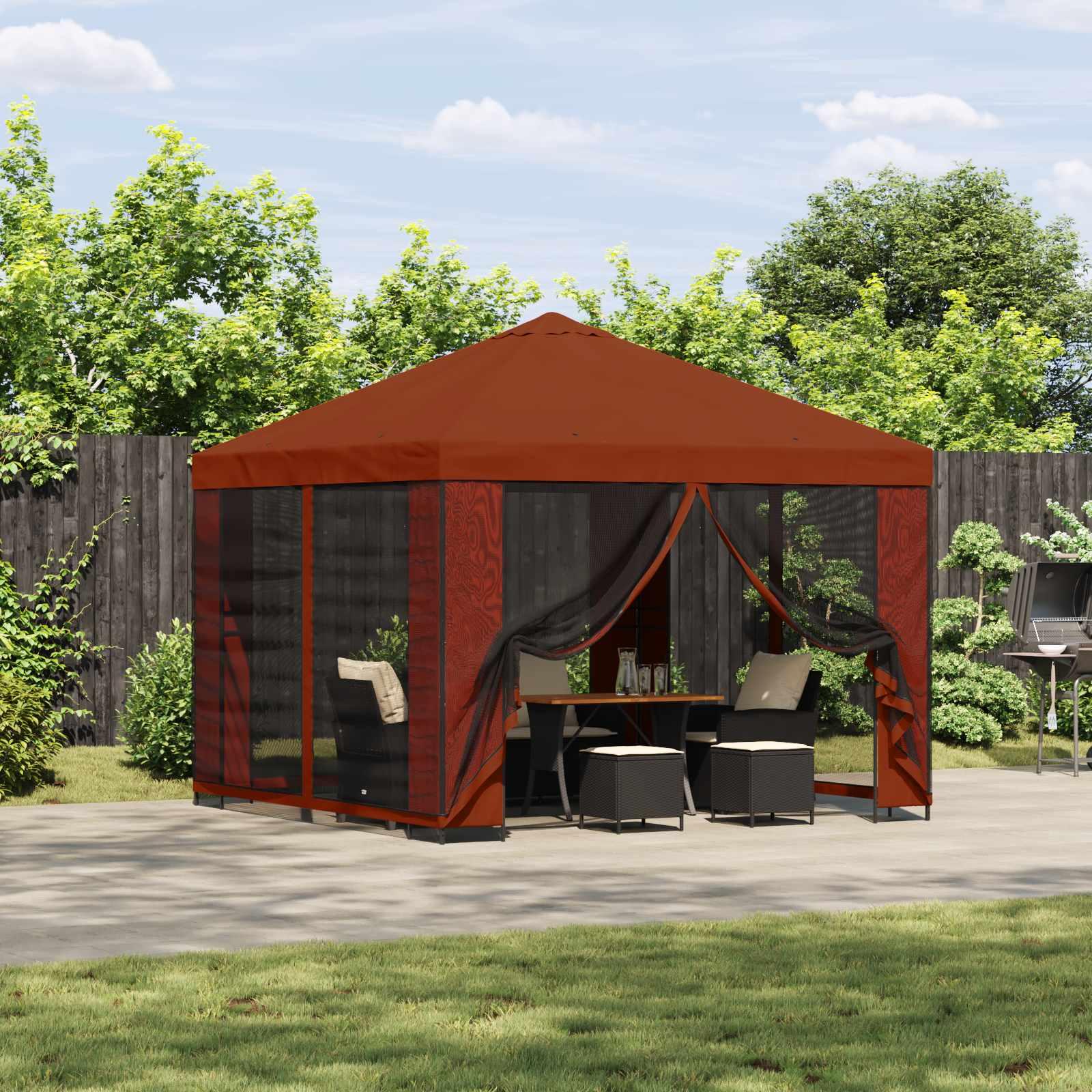 Pavillon 3 x 3 m Terrakotta Polyester og Stål 190 billede