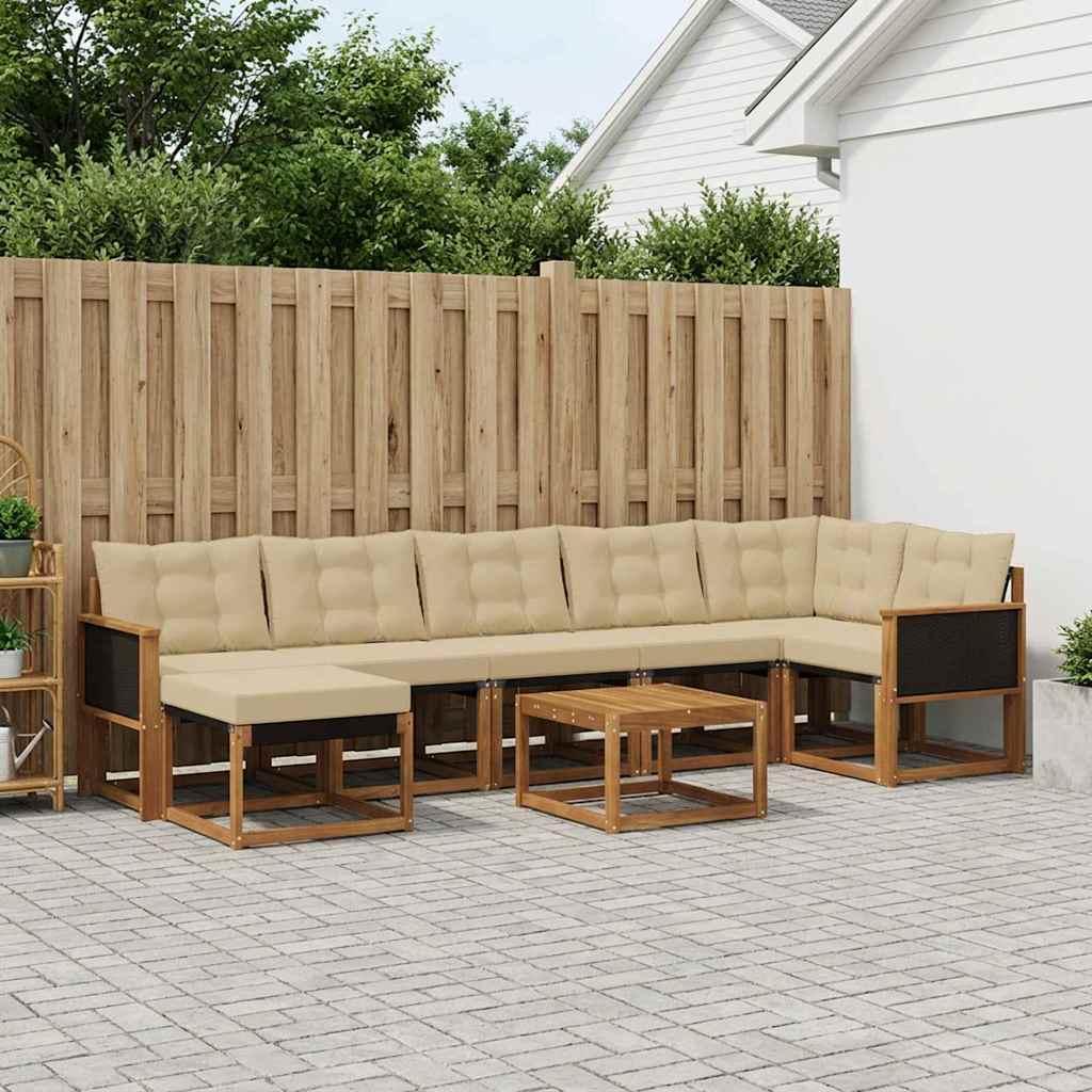 Udendørs sofagruppe med pude 8 stk Naturlig og Beige billede