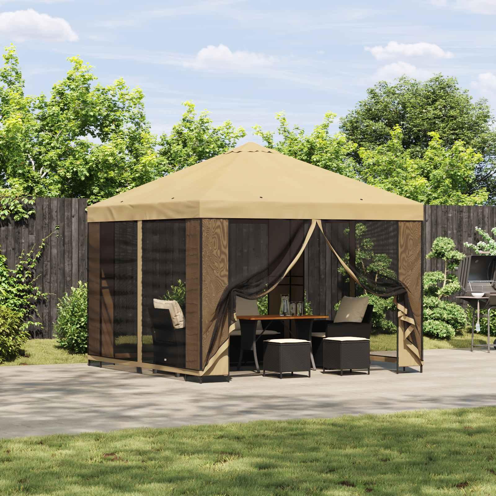 Pavillon 3 x 3 m Cremefarvet Polyester og Stål 190 billede