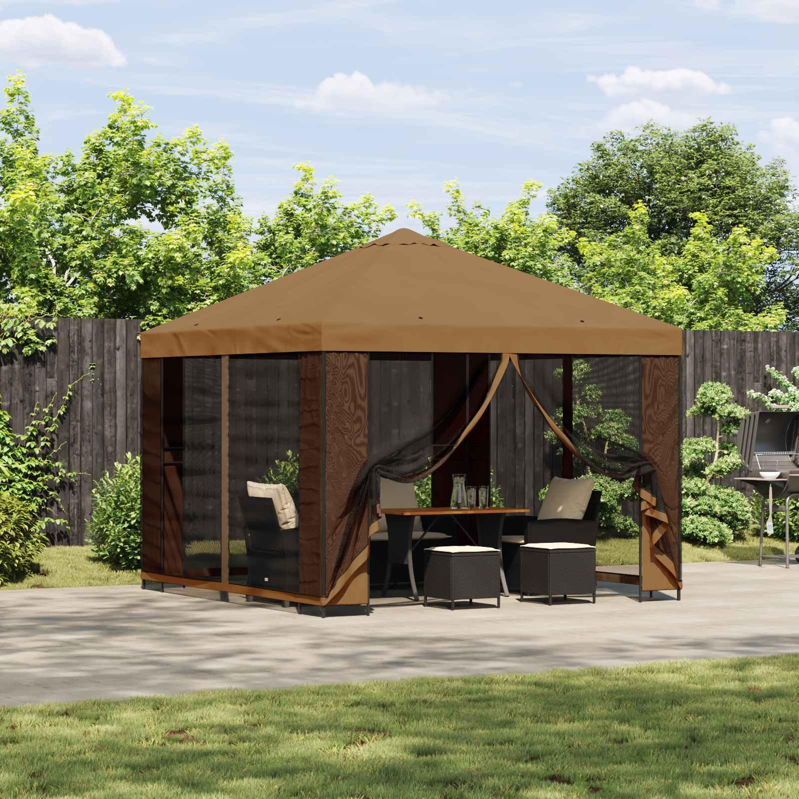 Pavillon 3 x 3 m Beige Polyester og Stål 190 billede