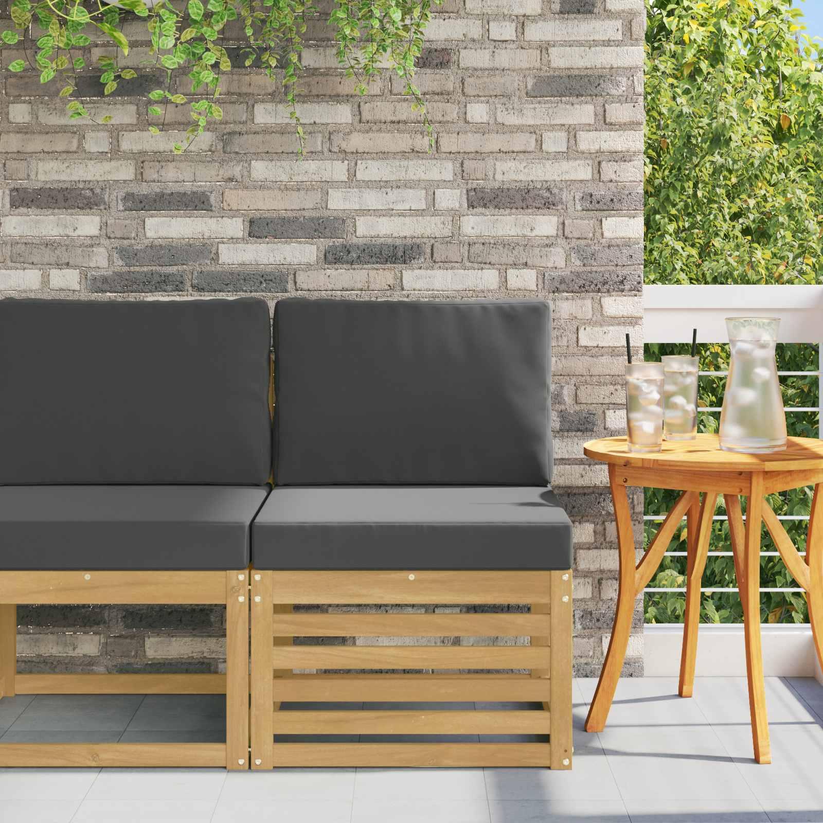 Udendørs Mellem Sofa Massivt Akacietræ Hvid billede