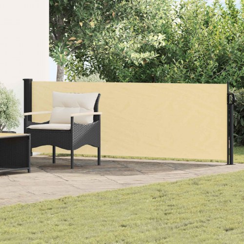 Udtrækkelig sidemarkise i polyester - sand, 300 × 100 cm
