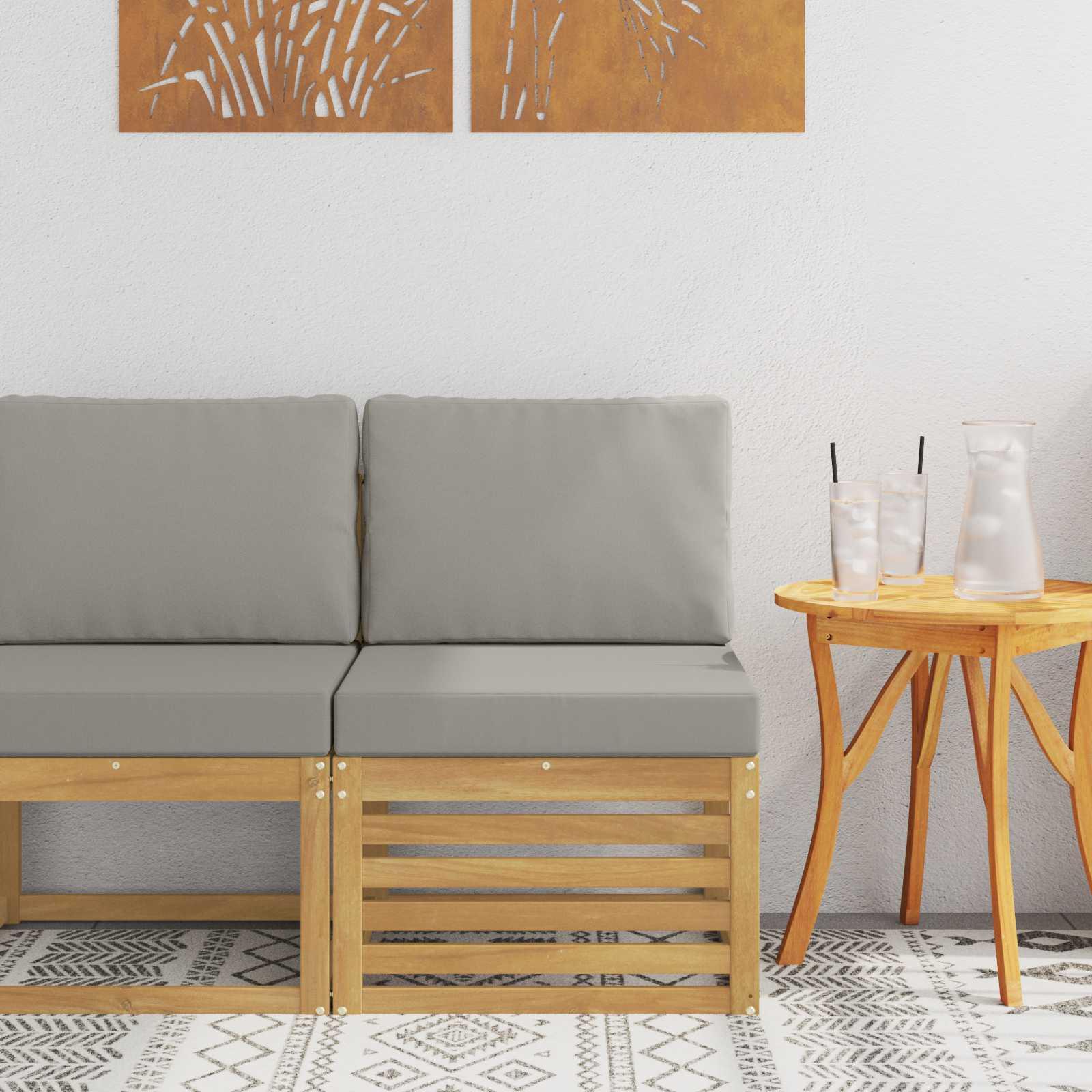 Udendørs Mellem Sofa Massivt Akacietræ Hvid billede