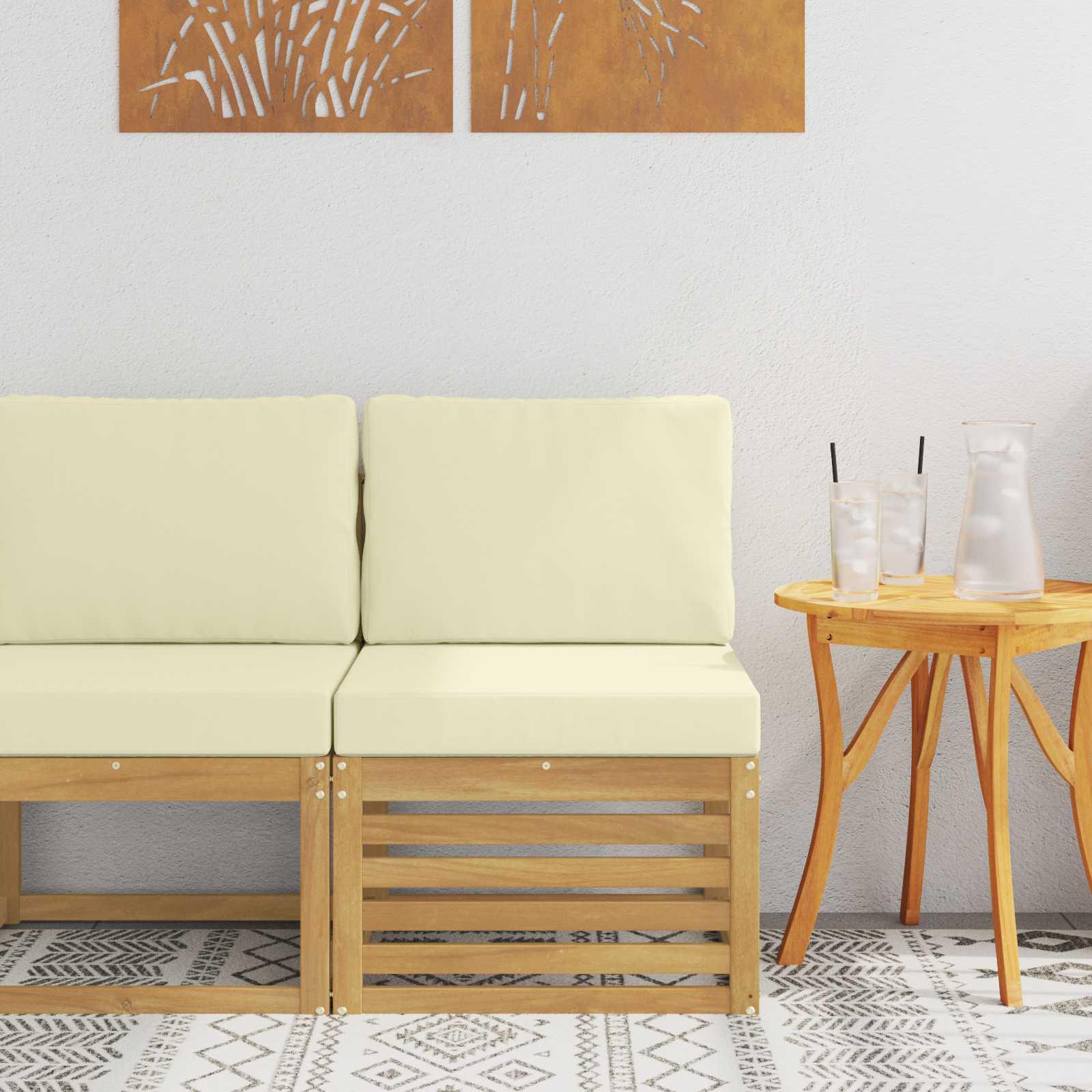 Udendørs Mellem Sofa Massivt Akacietræ Hvid billede