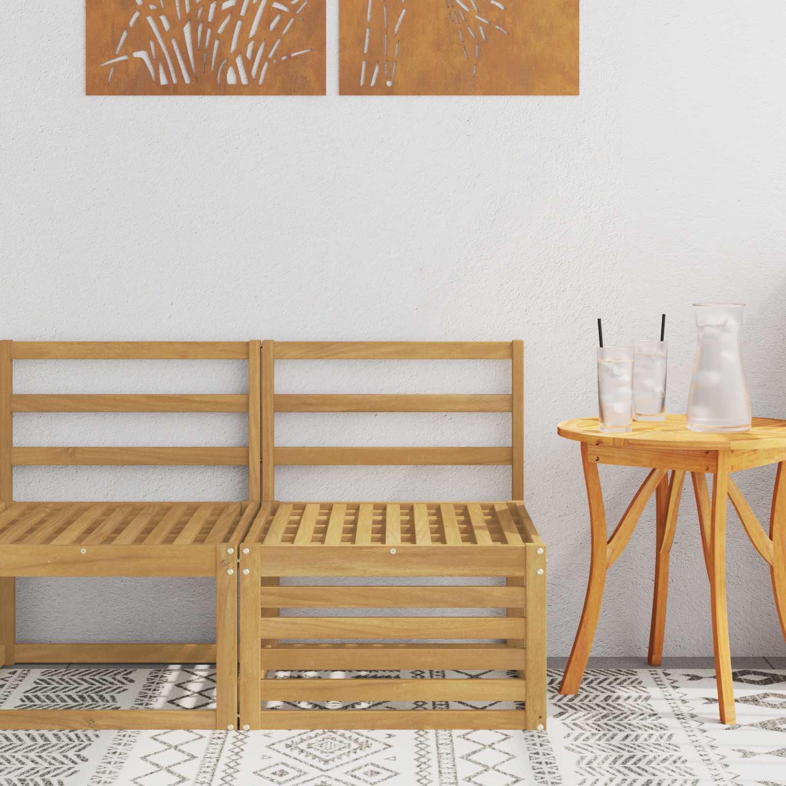 Udendørs Mellem Sofa Massivt Akacietræ Hvid 63 x 59 x 73 cm billede