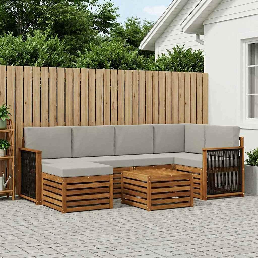 Sektionalsofa sæt med pude 6 stk Naturfarvet og lysegrå billede