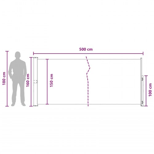 Udtrækkelig sidemarkise - gråbrun 500 × 160 cm i polyester