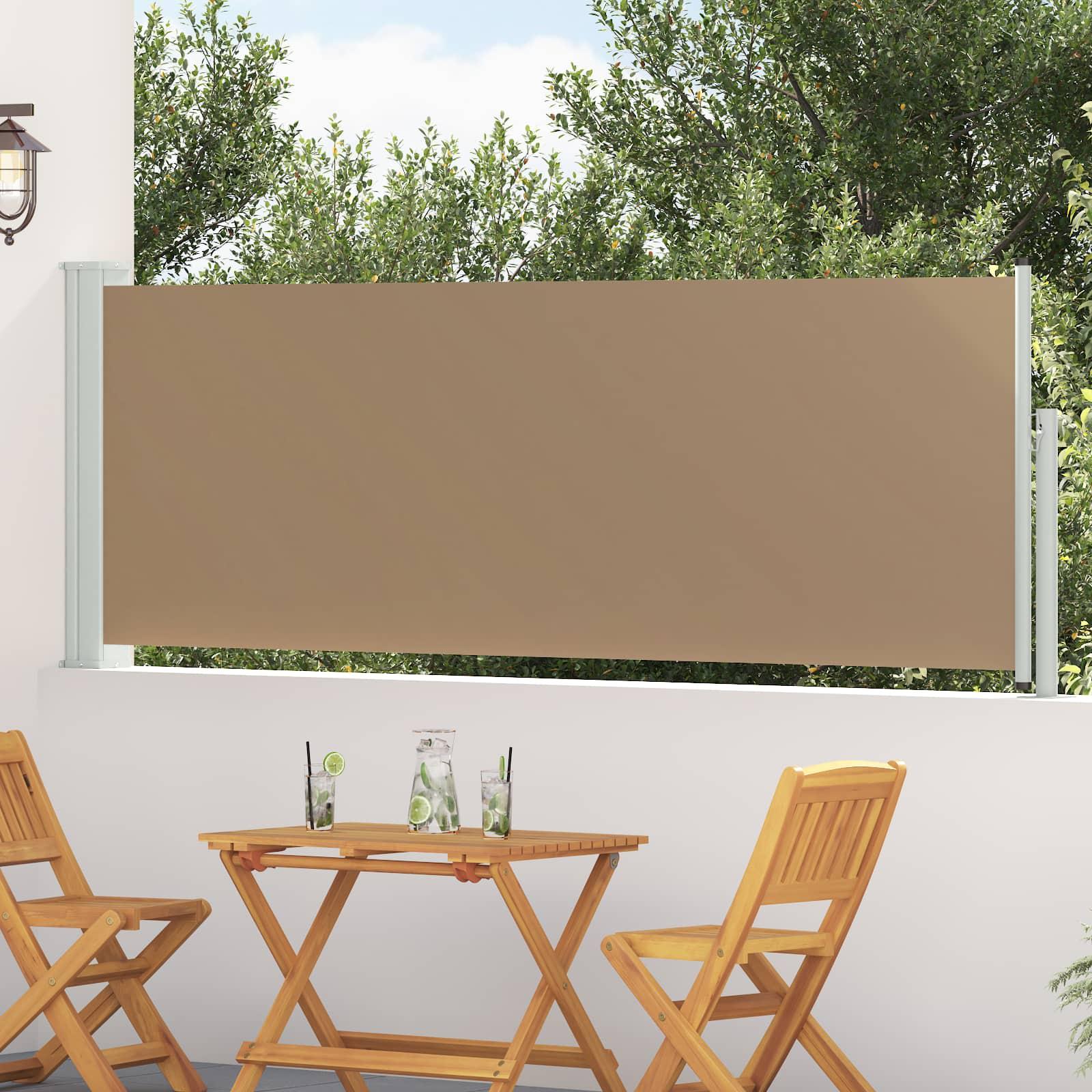Udtrækkeligt side-markise Gråbrun 500 x 100 cm Polyester billede