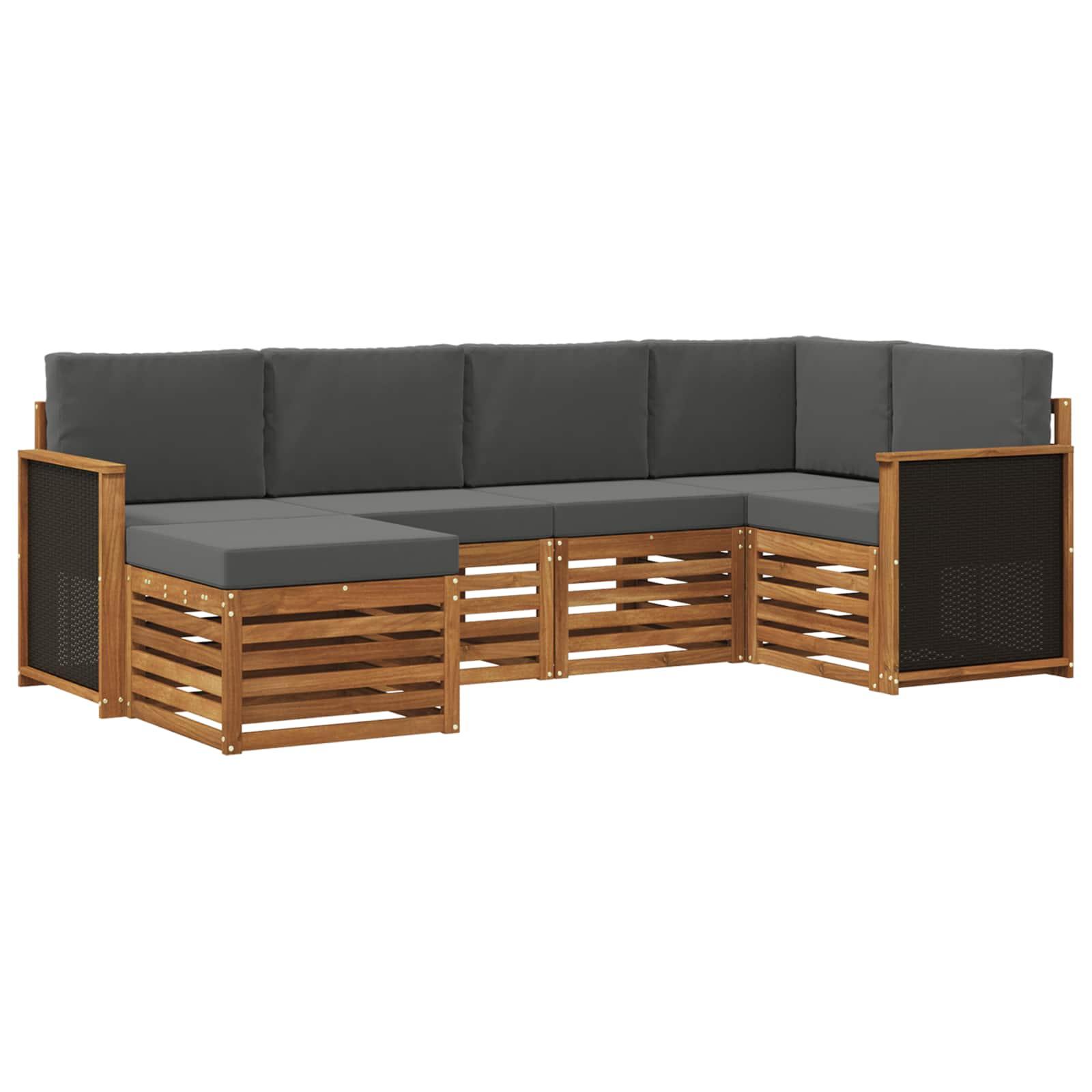 Sektionalsofa sæt med pude 5 stk Naturlig og Antracit billede