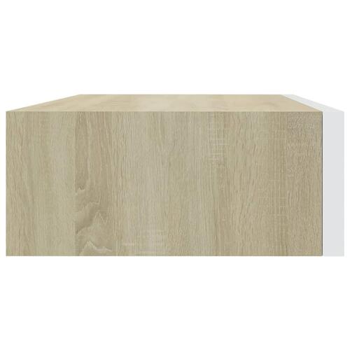 Væghylde med skuffer 40x23,5x10 cm MDF egetræsfarve hvid