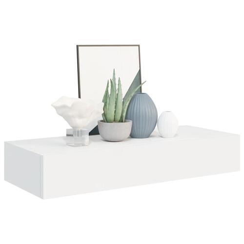 Væghylder med skuffer 2 stk. 60x23,5x10 cm MDF hvid