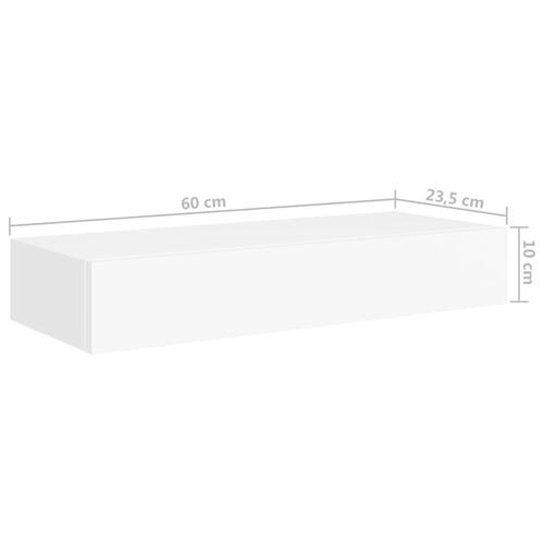 Væghylder med skuffer 2 stk. 60x23,5x10 cm MDF hvid