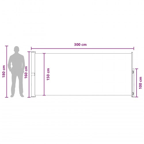 Udtrækkelig sidemarkise 300 x 160 cm i beige med stålramme