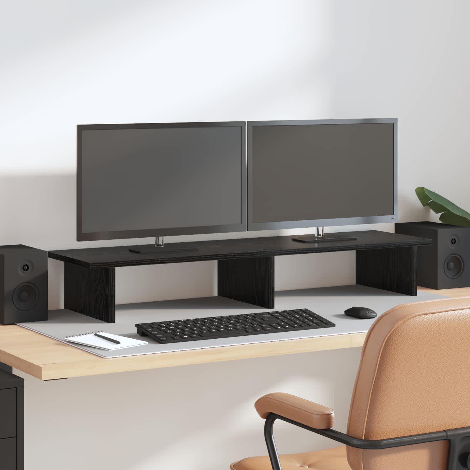 Monitor Stativ Sort eg 100 x 27 x 15 cm Konstrueret træ billede