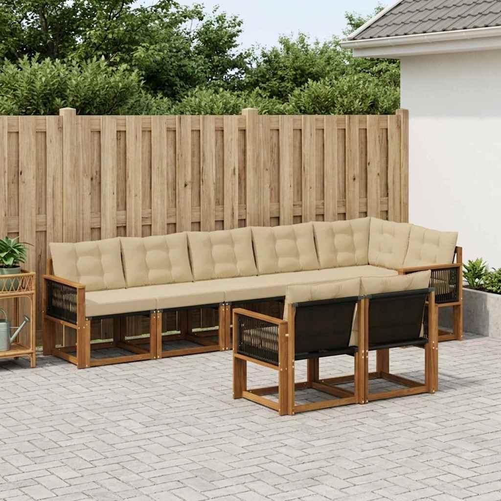 Udendørs sofagruppe med pude 8 stk Naturlig og Beige billede