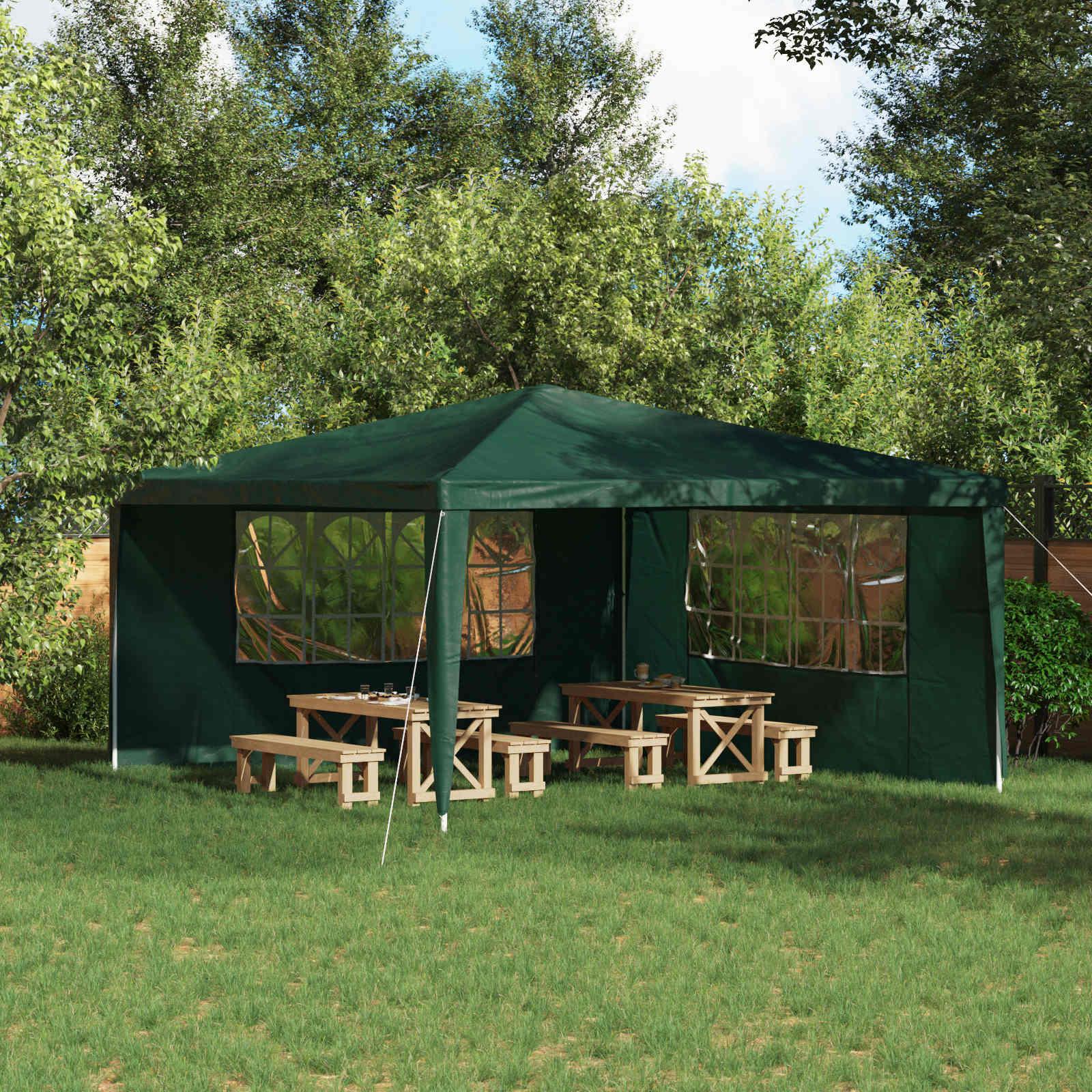 Festasidevæg 2 stk 400 x 195 cm Grøn PE og stål billede