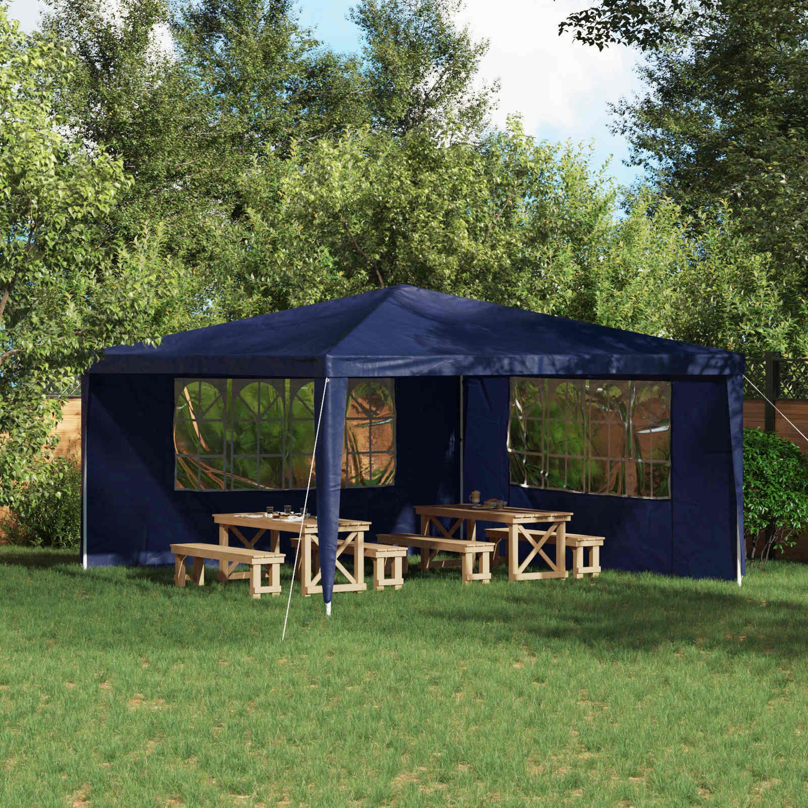 Festasidevæg 2 stk 400 x 195 cm Blå PE og stål billede