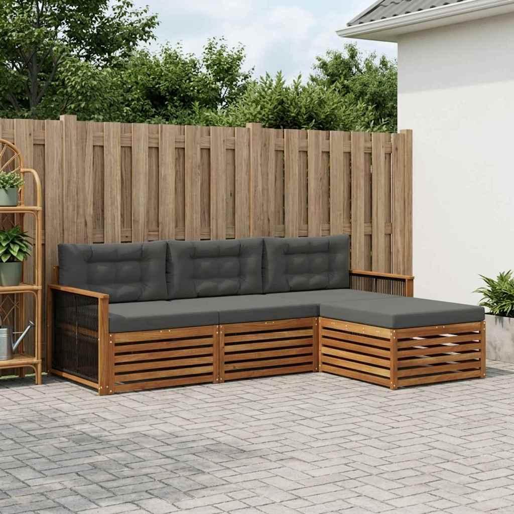 Udendørs sofagruppe i akacietræ - naturlig/antracit 249 × 162,5 × 73 cm