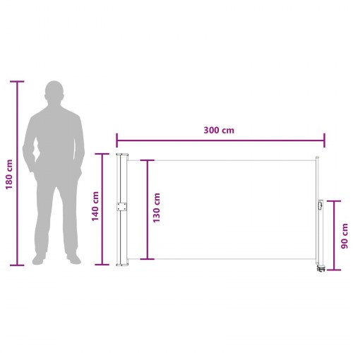 Indtrækbar sidemarkise i polyester med jern/stål-ramme - justerbar privatlivsskærm til terrasse, have og balkon