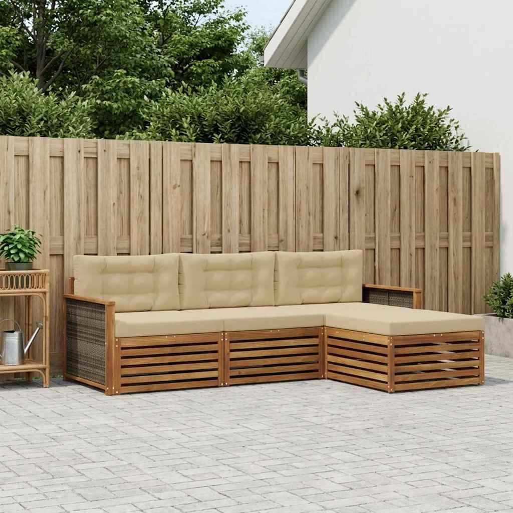 Udendørs sofagruppe i akacietræ - naturlig/beige 249,5 × 162,5 × 73 cm