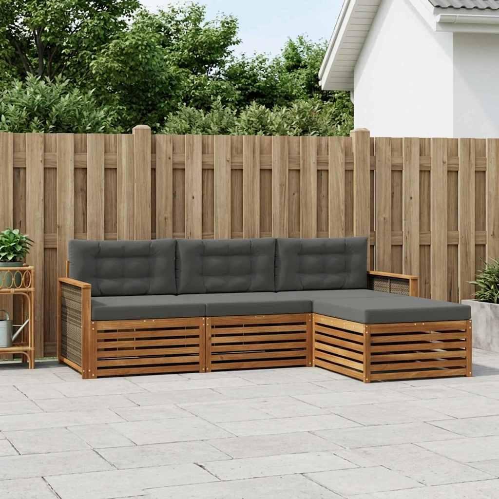 Udendørs sofagruppe i akacietræ - naturlig/antracit 249,5 × 162,5 × 73 cm