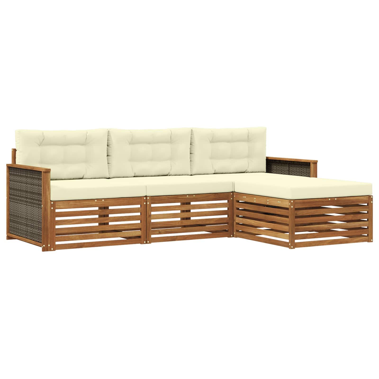 Udendørs sofagruppe i akacietræ - naturlig/fløde 249,5 × 162,5 × 73 cm