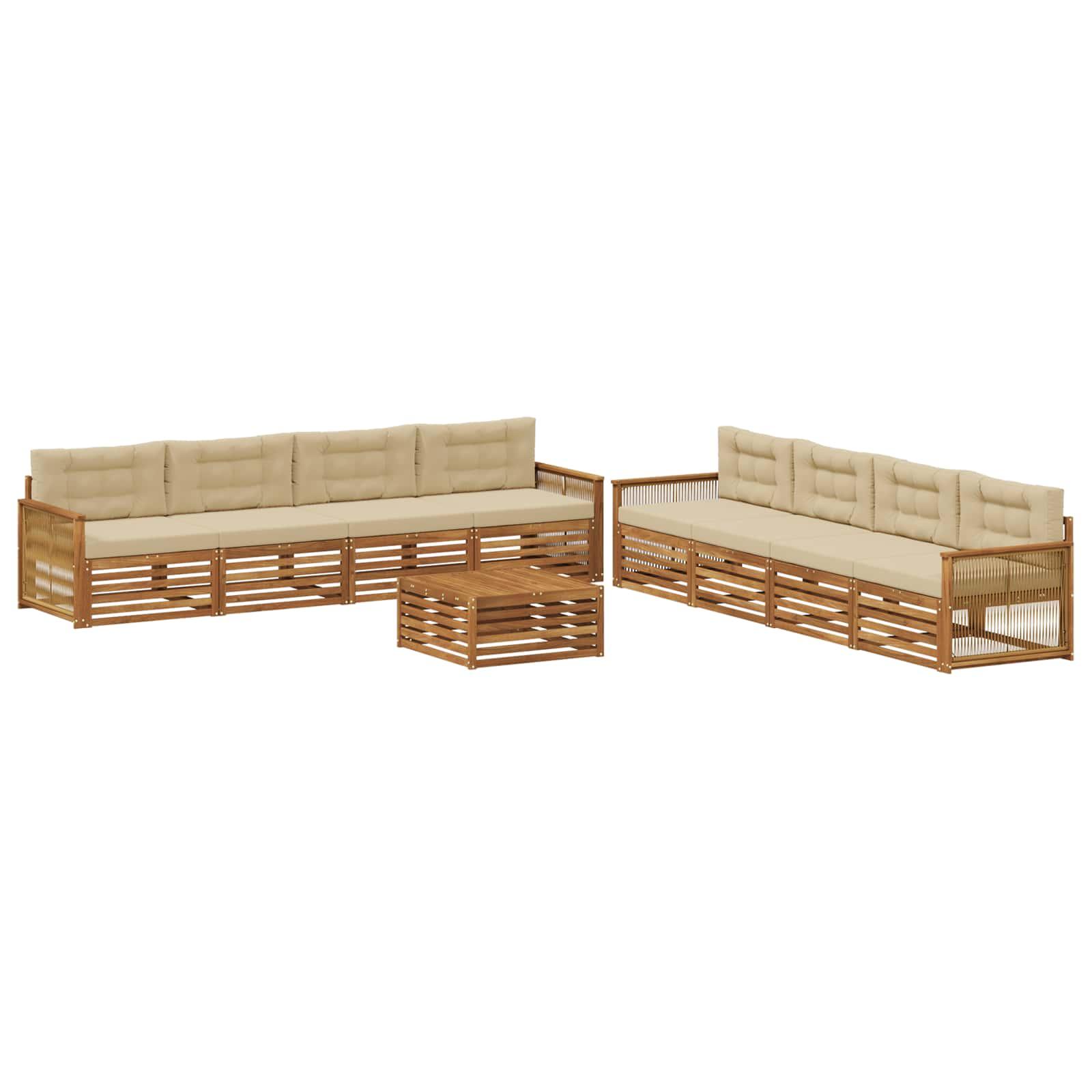 Udendørs sofagruppe i akacietræ - 9 dele, naturlig/beige billede