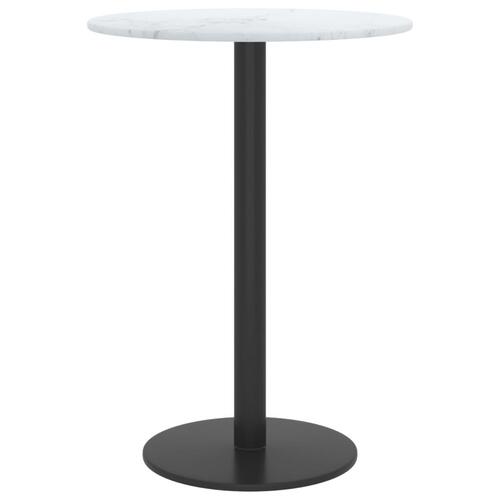 Bordplade Ø30x0,8 cm hærdet glas med marmordesign hvid