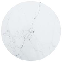 Bordplade Ø40x0,8 cm hærdet glas med marmordesign hvid