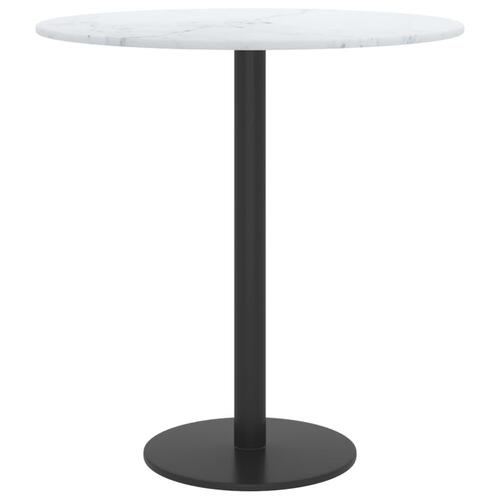 Bordplade Ø40x0,8 cm hærdet glas med marmordesign hvid