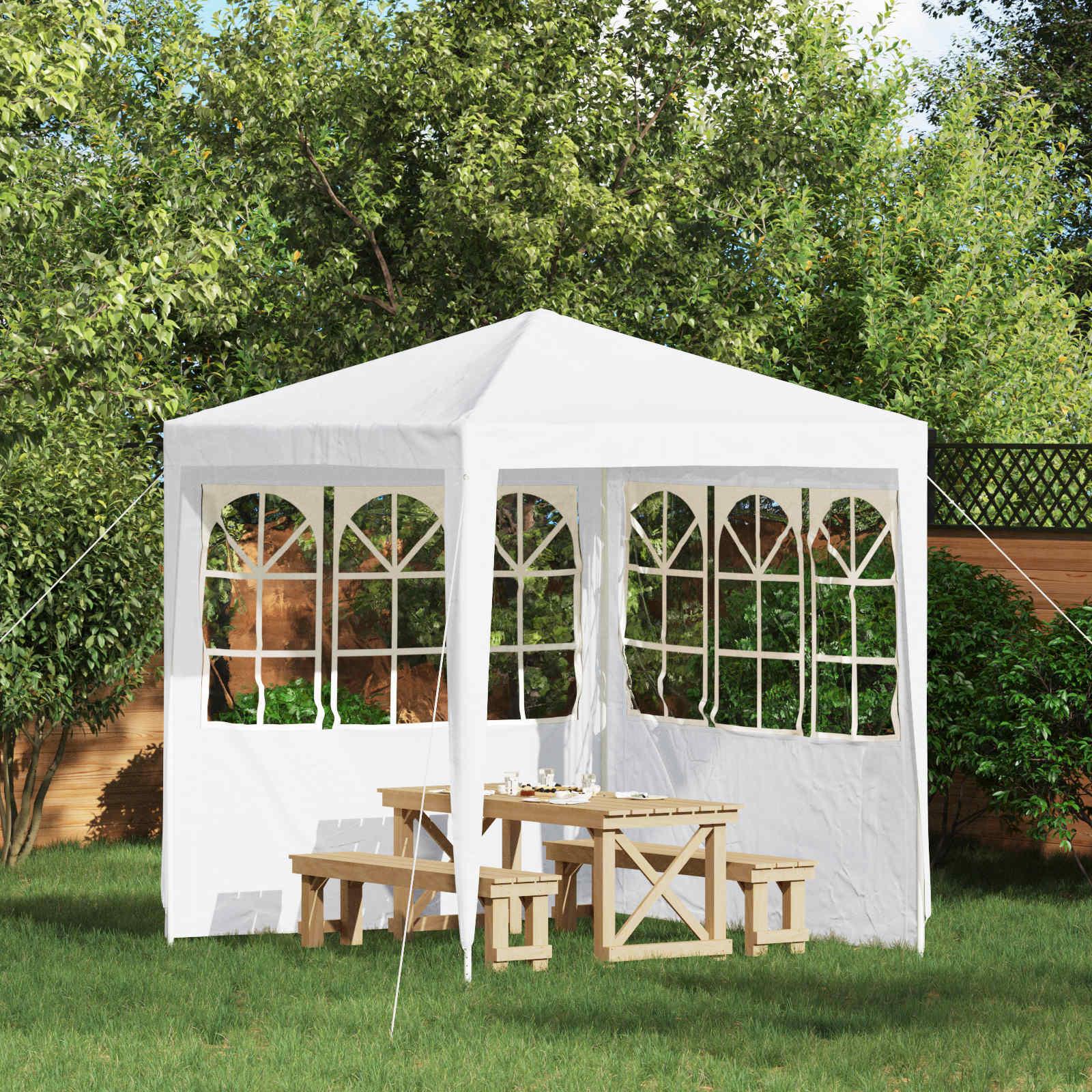 Festasidevæg 2 stk 200 x 195 cm Hvid PE og stål billede