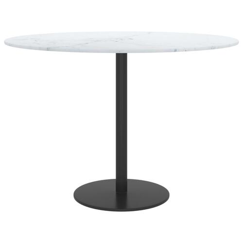 Bordplade Ø60x0,8 cm hærdet glas med marmordesign hvid