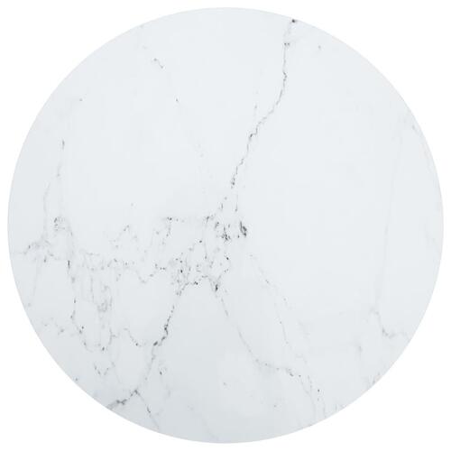Bordplade Ø80x1 cm hærdet glas med marmordesign hvid