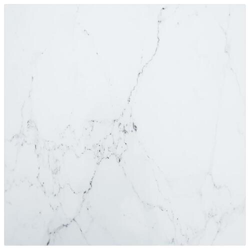 Bordplade 60x60 cm 6 mm hærdet glas med marmordesign hvid