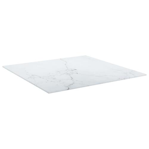 Bordplade 60x60 cm 6 mm hærdet glas med marmordesign hvid