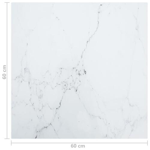 Bordplade 60x60 cm 6 mm hærdet glas med marmordesign hvid