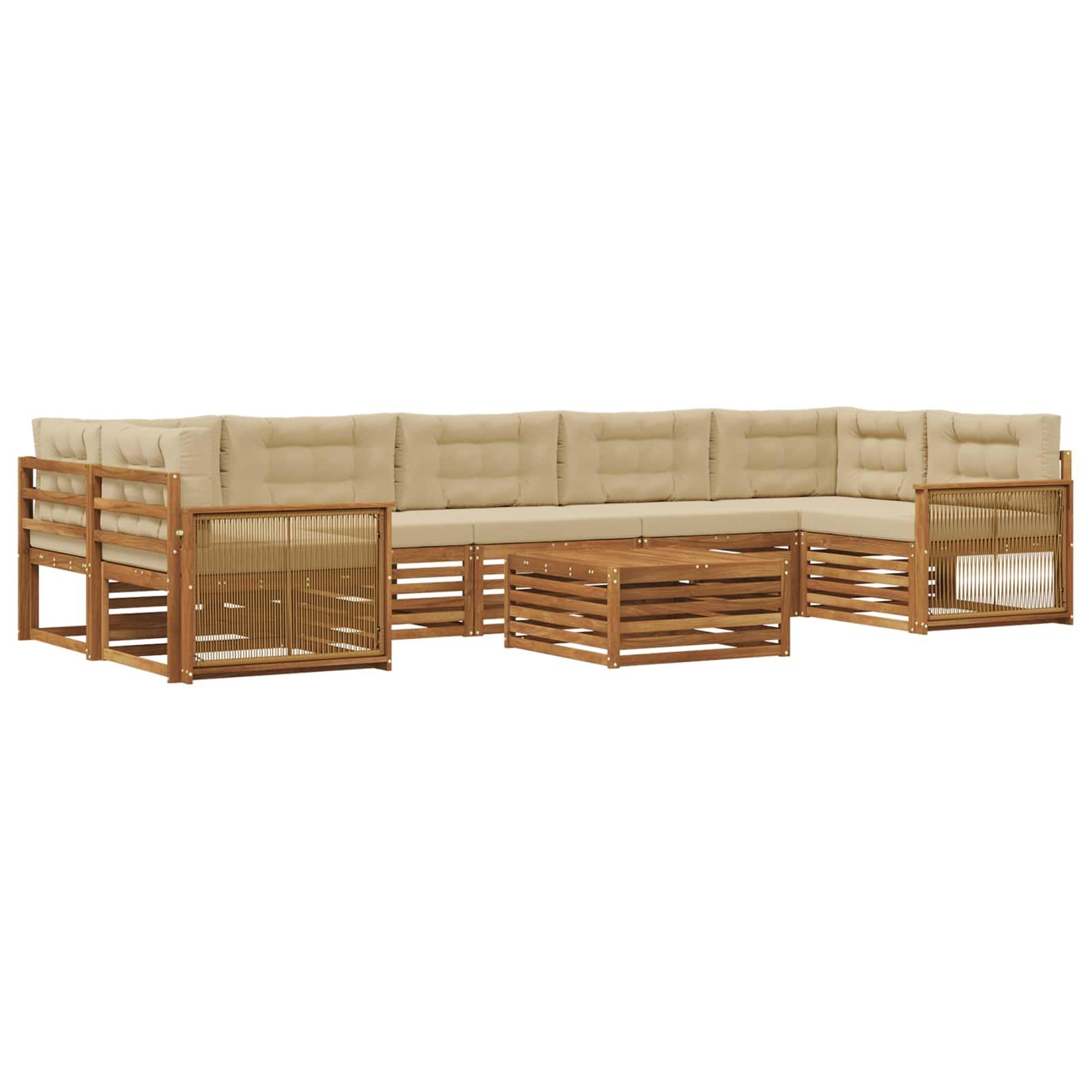 Udendørs sofagruppe i massivt akacietræ - naturlig/beige, 8 dele