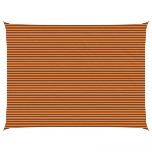 Solsejl 8 × 6 m - orange/brun stribet, 100% polyester oxford
