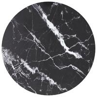 Bordplade Ø50x0,8 cm hærdet glas med marmordesign sort