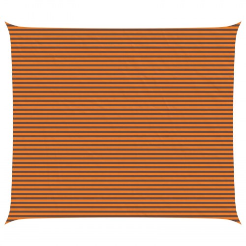 Solsejl 7 × 6 m - orange/brun stribet, 100% polyester oxford