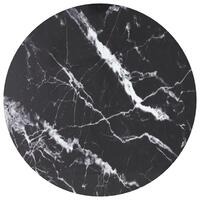 Bordplade Ø60x0,8 cm hærdet glas med marmordesign sort