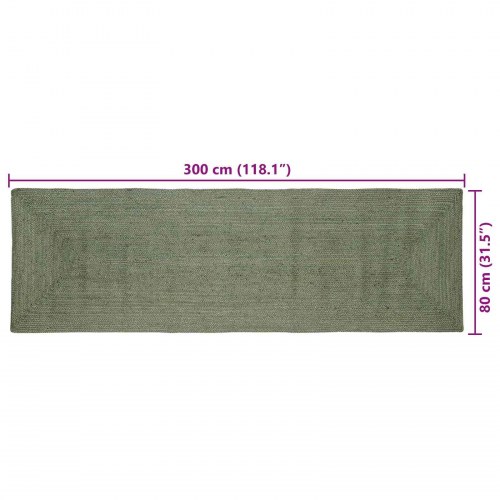 Områdetæppe i jute - rektangulært 80 × 300 cm, olivengrøn