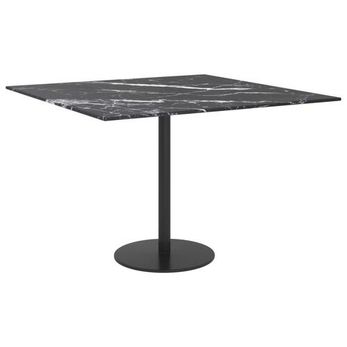 Bordplade 60x60 cm 6 mm hærdet glas med marmordesign sort