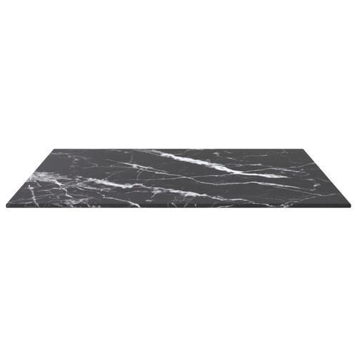 Bordplade 60x60 cm 6 mm hærdet glas med marmordesign sort