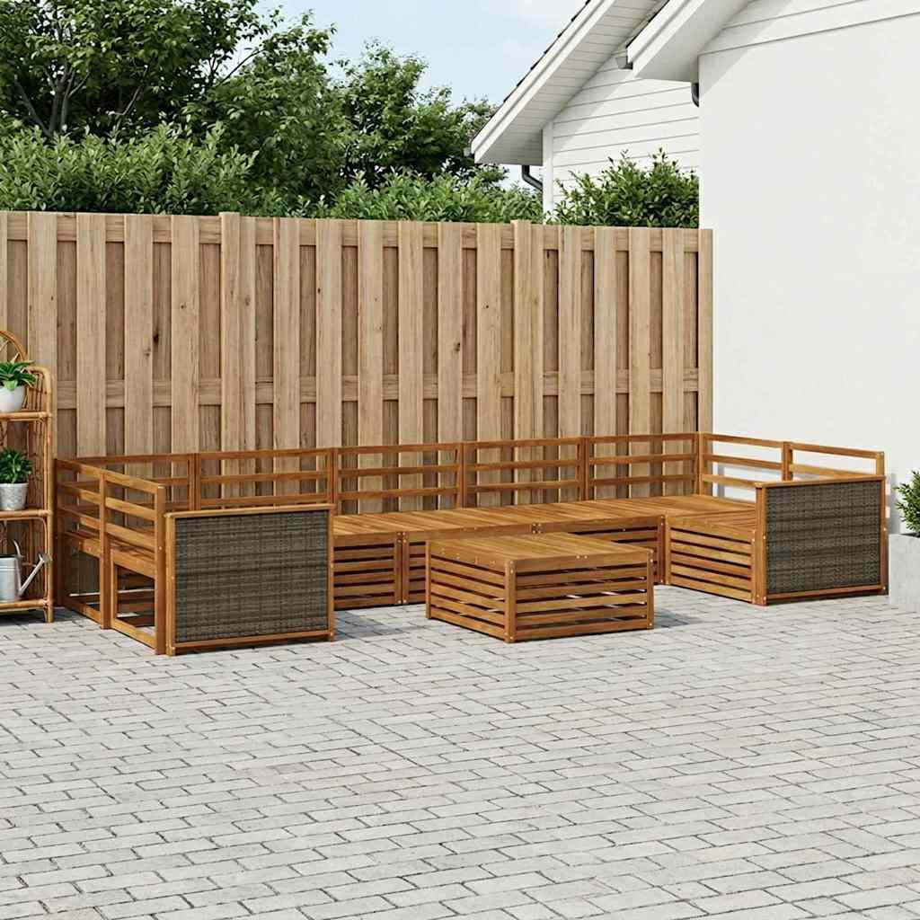 Udendørs sofagruppe i massivt akacietræ - 8 dele, naturfarvet