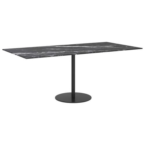 Bordplade 100x50 cm 6 mm hærdet glas med marmordesign sort