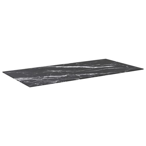 Bordplade 100x50 cm 6 mm hærdet glas med marmordesign sort