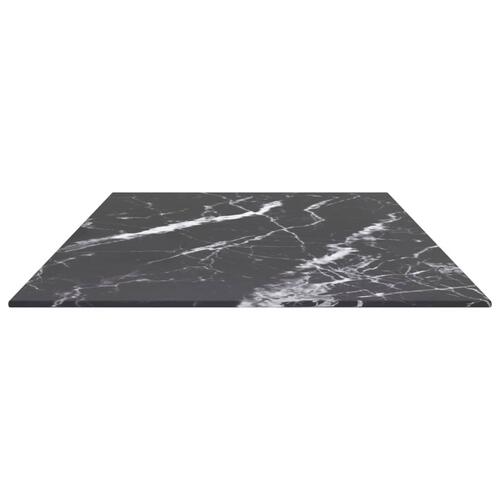 Bordplade 100x50 cm 6 mm hærdet glas med marmordesign sort