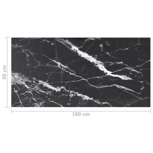 Bordplade 100x50 cm 6 mm hærdet glas med marmordesign sort