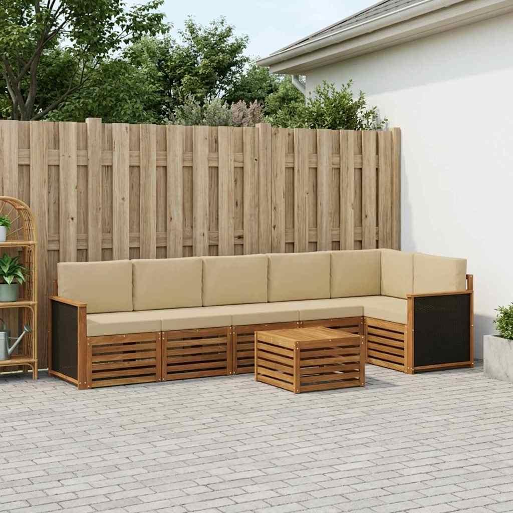 Sektionalsofa sæt 6 stk Naturfarvet Soli Akacietræ og polyester billede